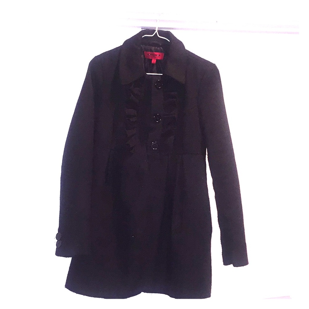 Black Coat with ruffle collar